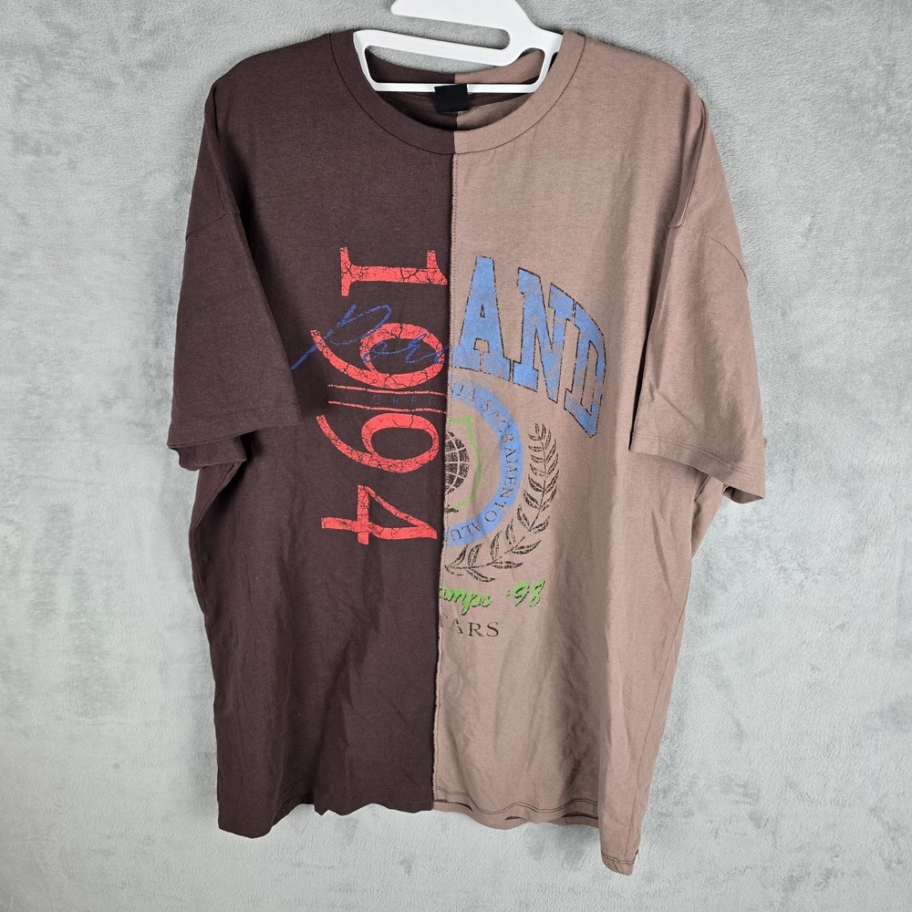 Urban Outfitters Mens Split‎ Graphic T-Shirt Brown Tan 1994 Champs 98 L/XL